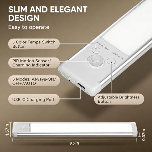4Pack Wireless Rechargeable Sensor Under Cabinet Lights