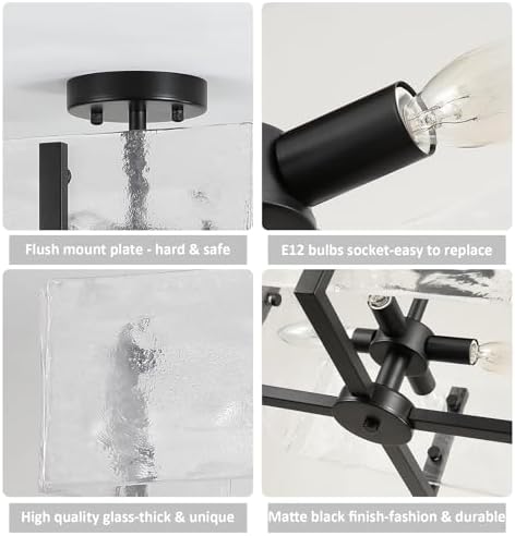 4-Light Semi Flush Mount Ceiling Light, 14.96"