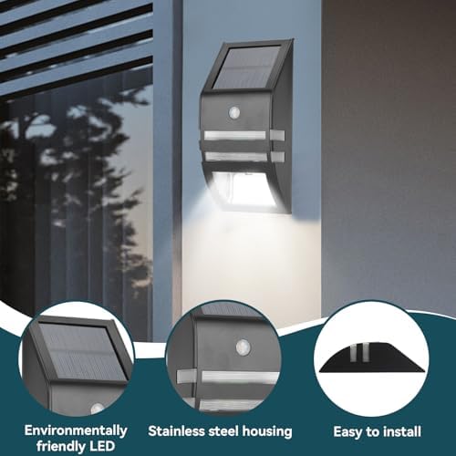 Solar Motion Lights Outdoor, Water Proof Fence Lights Solar Powered 2