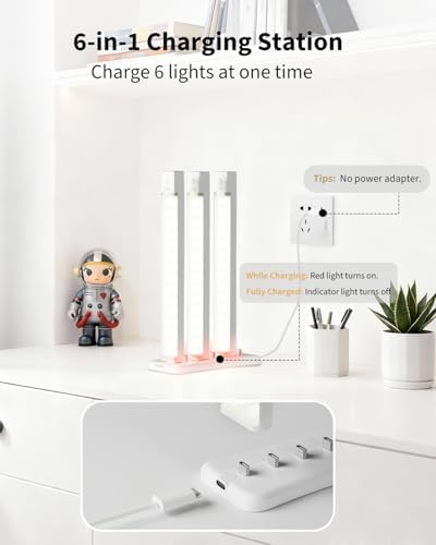 8Inch Under Cabinet Lighting Rechargeable with Charge Station, 6Pack