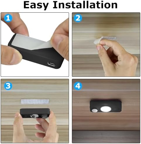 NIEGNOWOO Rechargeable LED Motion Sensor Puck Lights, 4 Pack