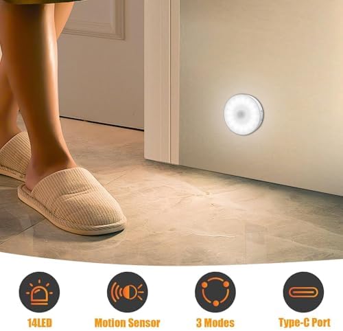 Cold White USB Rechargeable Motion Sensor Lights, 6 Pack
