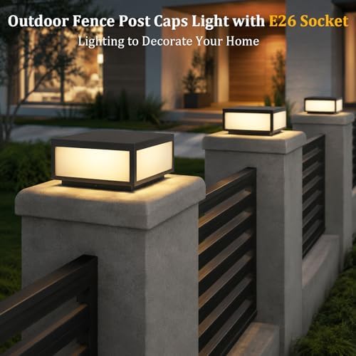 9.84 Inch Black Square Outdoor Column Post Light