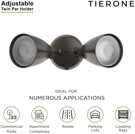 TIERONE Twin-Head LED Flood Light, 2-Pack, Dark Bronze