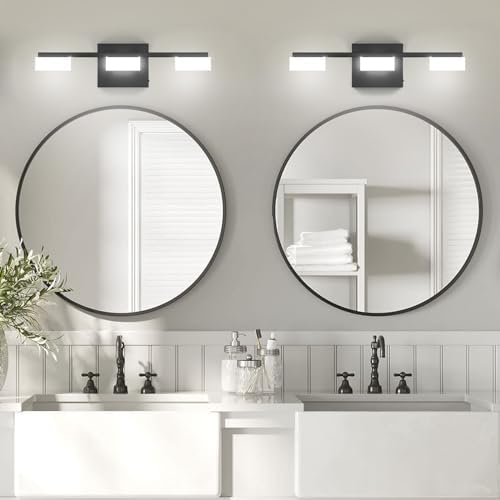 3-Light Matte Black LED Bathroom Vanity Light
