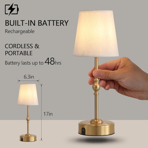 MEIXISUE Antique Brass Rechargeable LED Table Lamp