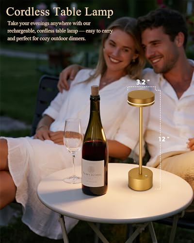 Cordless Rechargeable Table Lamps — Champagne Gold, Set of 2 - view 2