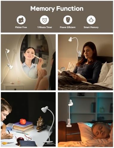 LiFMIRA Clip-On Lamp, USB Reading Light, White