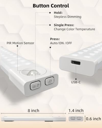 EZVALO 6-Pack Motion Sensor Under Cabinet Lighting with Charging