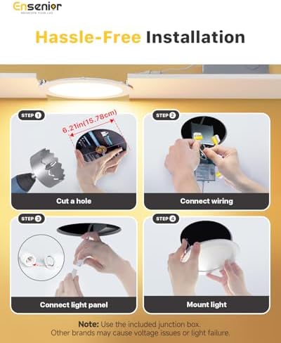 Ensenior 4 Pack 6 Inch LED Recessed Light