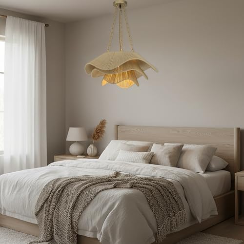 23-Inch Cream 1-Light 3-Tier Rattan Pendant Light