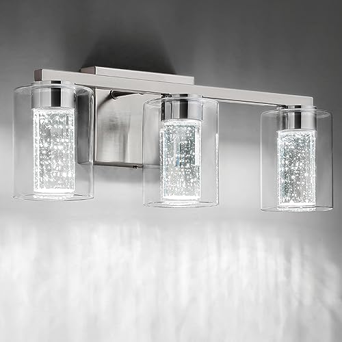 SineRise 3-Light Brushed Nickel LED Bathroom Vanity Light