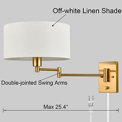 Gold Brass Swing Arm Wall Sconces, Set of 2