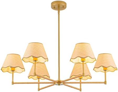 MAYNA 38" 6-Light Rattan Chandelier