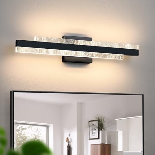 24 Inch LED Bathroom Vanity Light, Matte Black
