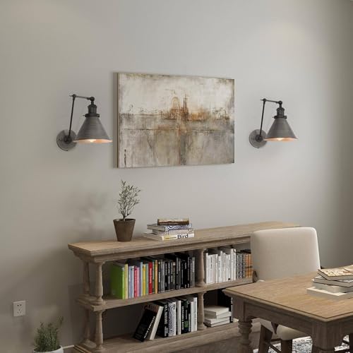 LALUZ Adjustable Swing Arm Wall Sconces, 2 Pack