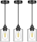 Licperron 3-Pack Black Pendant Lights, Clear Glass Shade