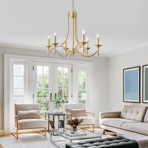 Gold Farmhouse Candle Chandelier for Dining Room