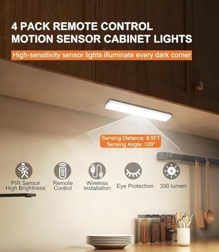 58-LED Rechargeable Motion Sensor Closet Lights, 4 Pack