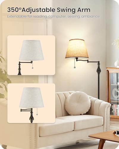 61" Vintage Floor Lamp with Adjustable Swing Arm