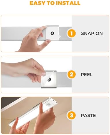 ASOKO White USB-C Rechargeable Motion Sensor Closet Lights, 3 Pack
