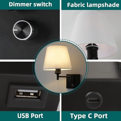 Black Plug-in Swing Arm Wall Sconce