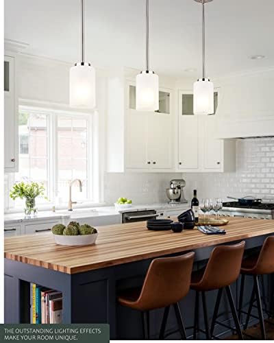 1-Light Mini Pendant Light, Opal White, 2 Pack