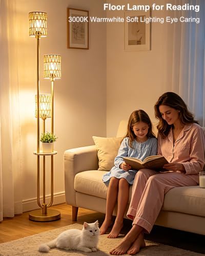 Lightdot 3-Lights Rattan Floor Lamp