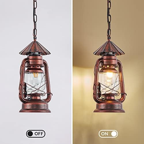NOXARTE Vintage Pendant Light, Glass Shade, 7 Inch x 15 Inch