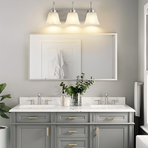 3 Light Brushed Nickel Bathroom Vanity Light