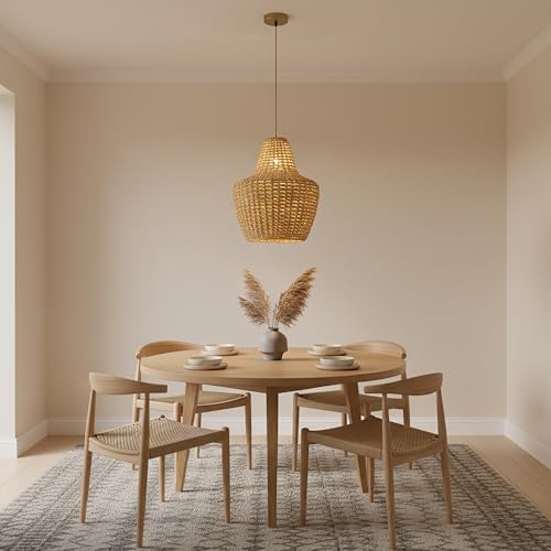 Modern Rattan Dome Pendant Light, 19 in. Natural