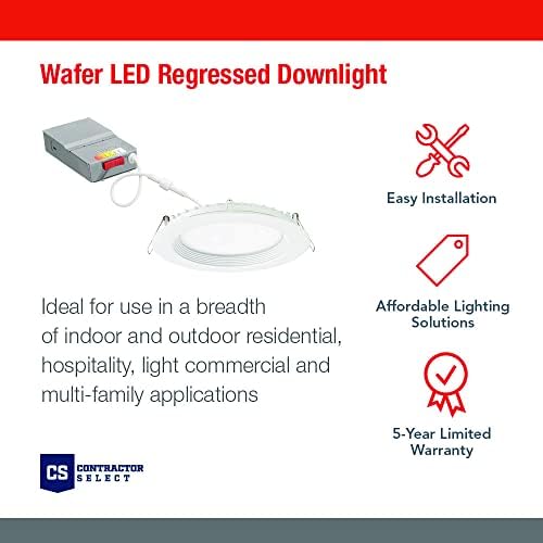 Juno 6-Inch Round Wafer LED Downlight, Matte White