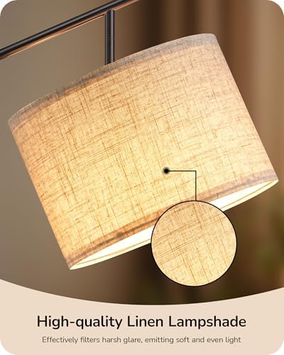 EDISHINE Modern Black Floor Lamp, 64.7" Arc
