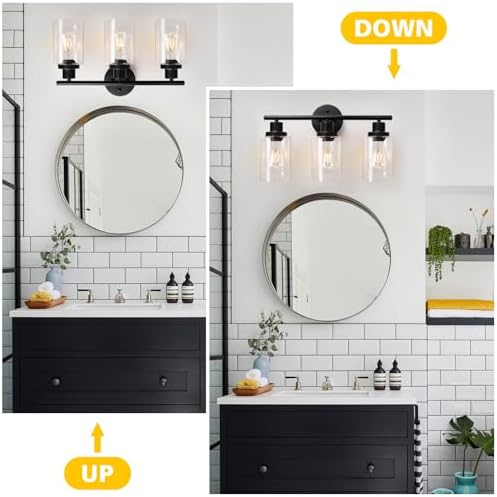 Unicozin 3-Light Bathroom Vanity Light, Black