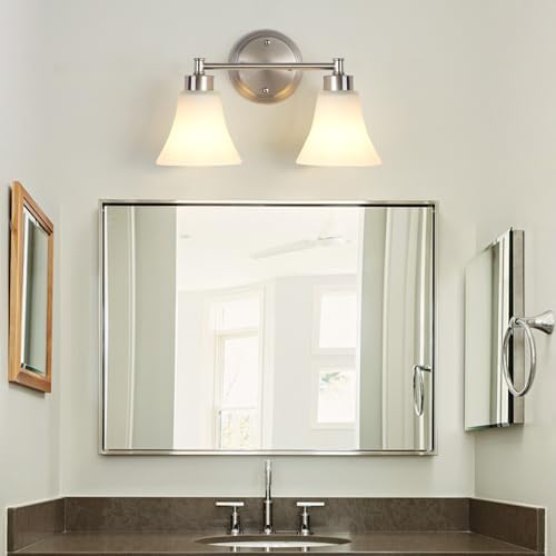 LOUSACE 2-Light Bathroom Vanity Light, Brushed Nickel