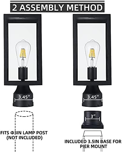 Windben Large Outdoor Post Light, 14.7-Inch, Matte Black
