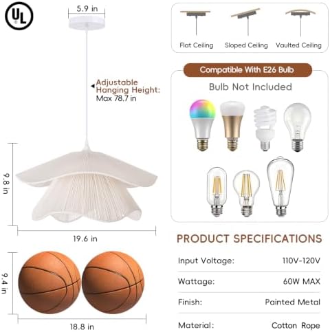 Littleglovo 19.6" 1-Light Pendant Chandelier