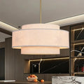 23.62" 6-Light Linen Drum Chandelier