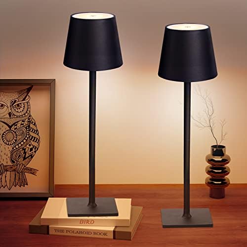 CHLORANTHUS 2 Pack Cordless Table Lamps, 3 Colors