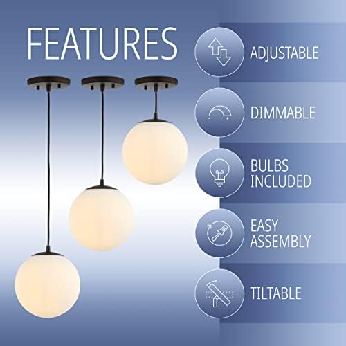 JONATHAN Y Bleecker Globe Pendant, 7.75" White/Oil Rubbed Bronze