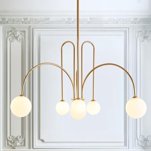 CATINER 40-Inch 6-Light Gold Sputnik Chandelier