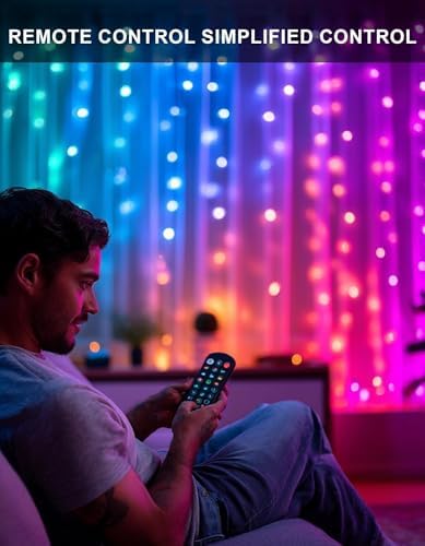 Dazzle Bright Smart Curtain Lights, 400LED 6.6FT x 6.6FT Color