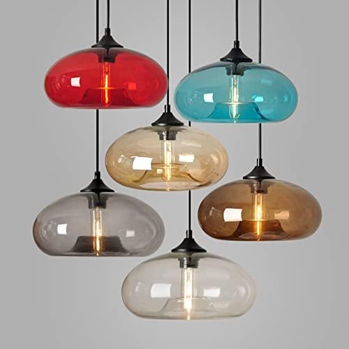 11" Colorful Glass Pendant Light, Brown