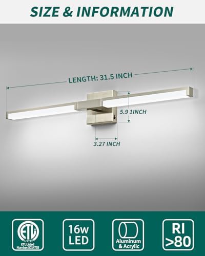 OKELI 32-Inch Brushed Nickel Bathroom Vanity Light