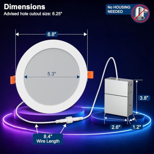 Smart Recessed Lighting 6 Inch Color Changing LED Canless Lights