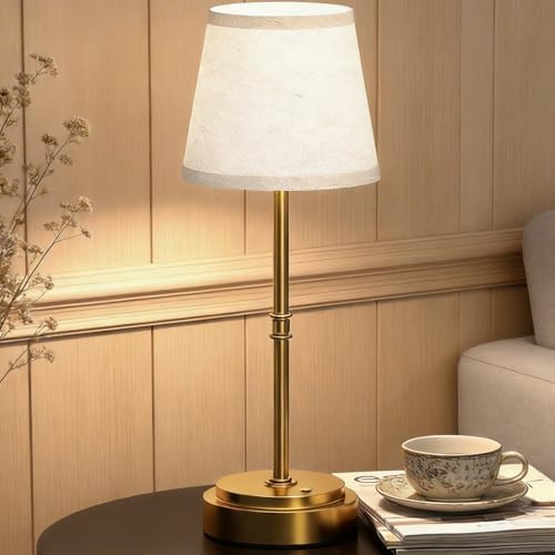 Rechargeable Cordless Table Lamp, Gold, 1 Pack