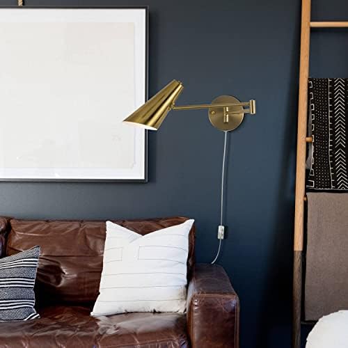 Brass Swing Arm Wall Sconces, Set of 2