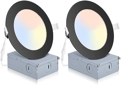 POWERASIA 2 Pack 4 Inch LED Recessed Lighting, 5CCT Canless Wafer