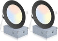 POWERASIA 2 Pack 4 Inch LED Recessed Lighting, 5CCT Canless Wafer
