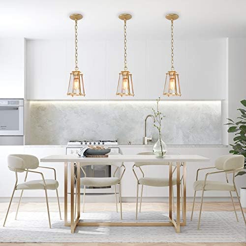 KSANA Gold Pendant Light, Seeded Glass
